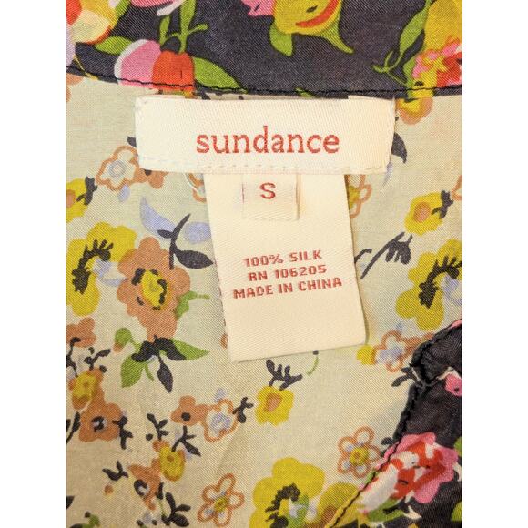 Sundance Tunic Top Silk Boho Floral Yellow Womens Small Flowy Lagenlook Beach - Picture 2 of 14